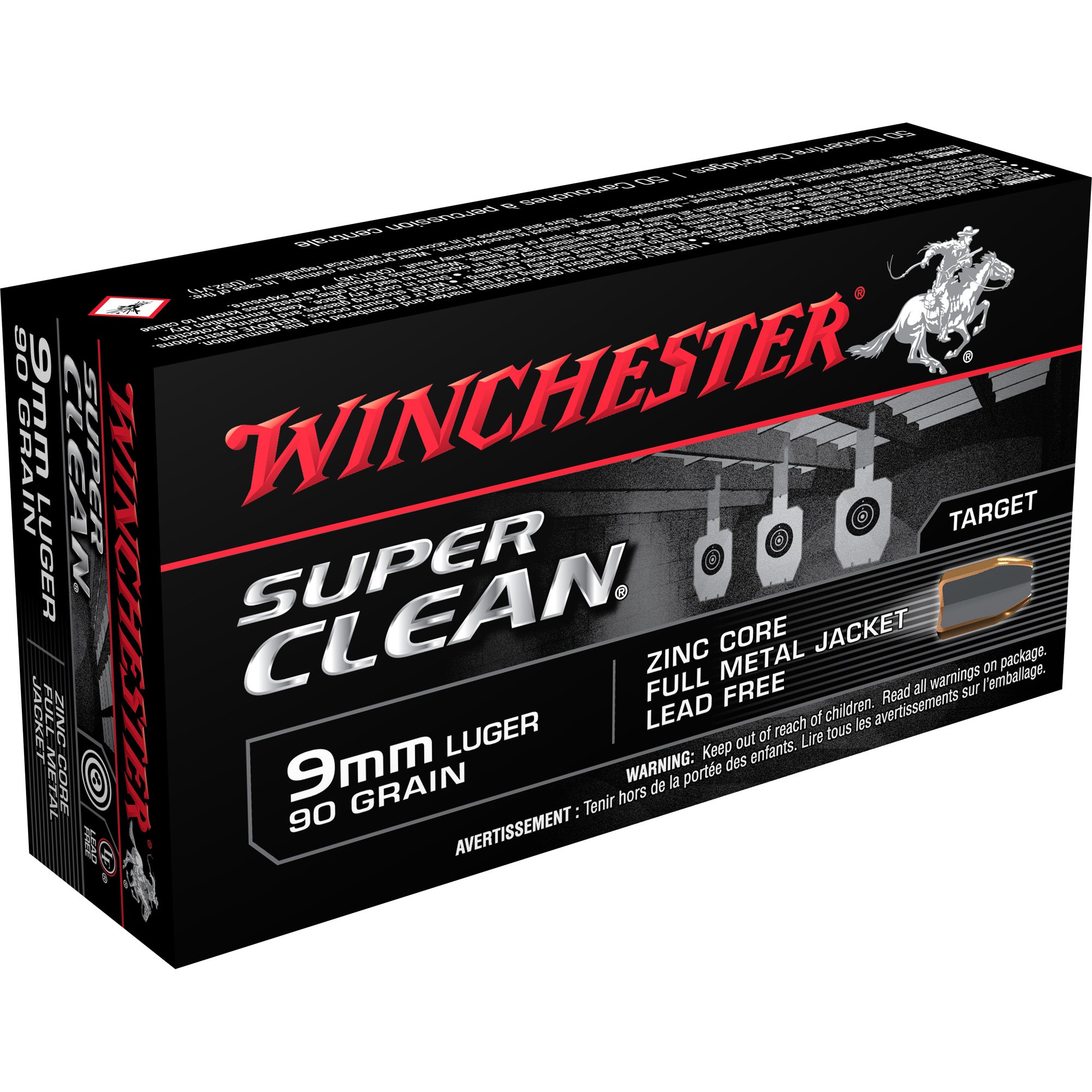 Winchester Ammunition Super Clean 9mm 90 Grain Full Metal Jacket Ammunition (50 Rounds per Box, 500 per Case)