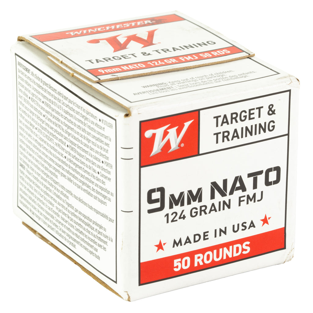 Winchester Ammunition W9NATO50 9mm NATO 124-Grain Full Metal Jacket Ammo - 50 Round Box