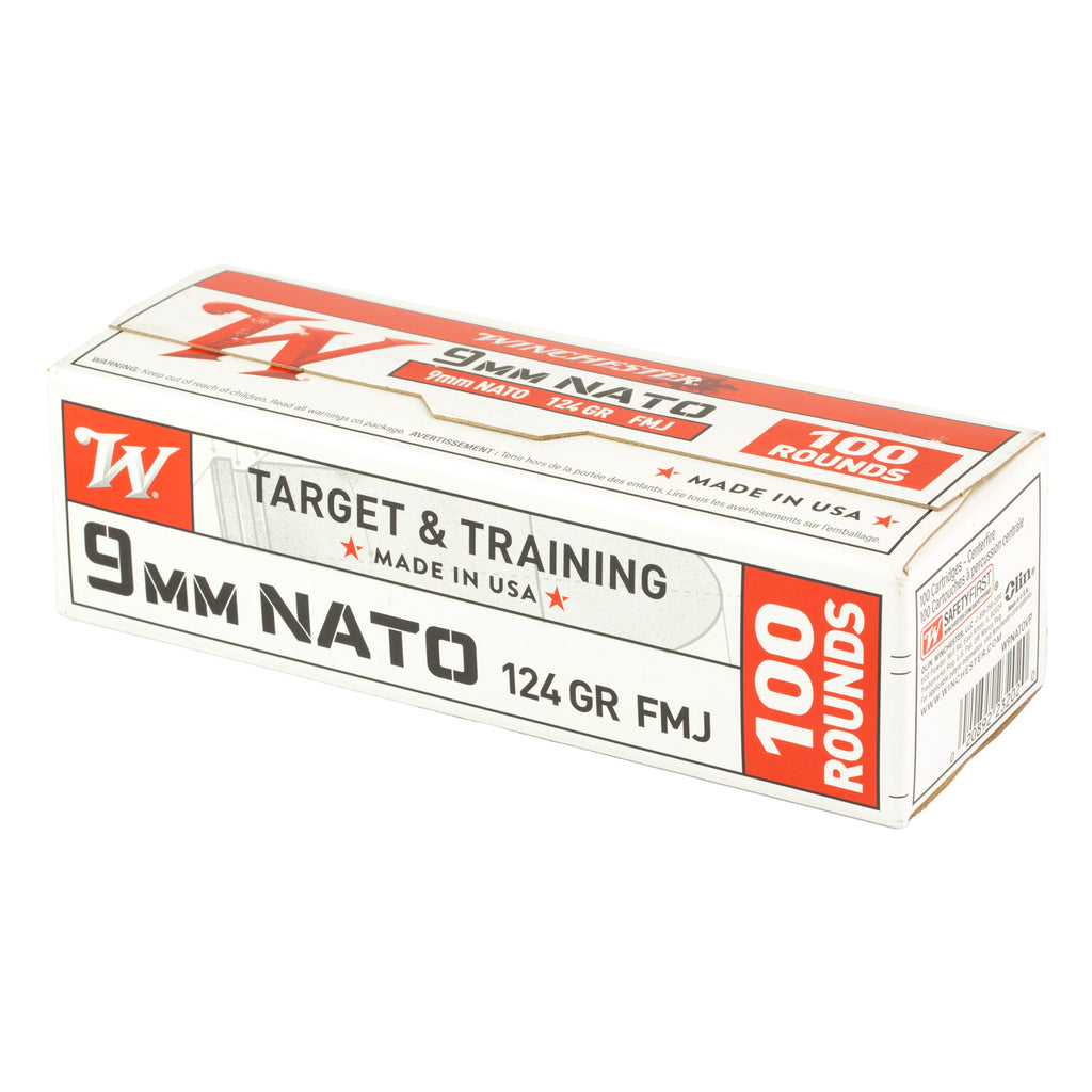 Winchester Ammunition USA 9mm NATO 124-Grain FMJ – 100 Rounds per Box, 1000 per Case