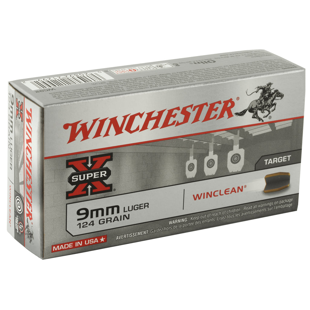 Winchester Ammunition Super-X 9mm 124 Grain Brass Enclosed Base - 50 Rounds per Box, 500 per Case