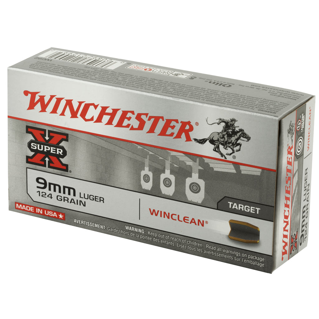 Winchester Ammunition Super-X 9mm 124 Grain Brass Enclosed Base - 50 Rounds per Box, 500 per Case