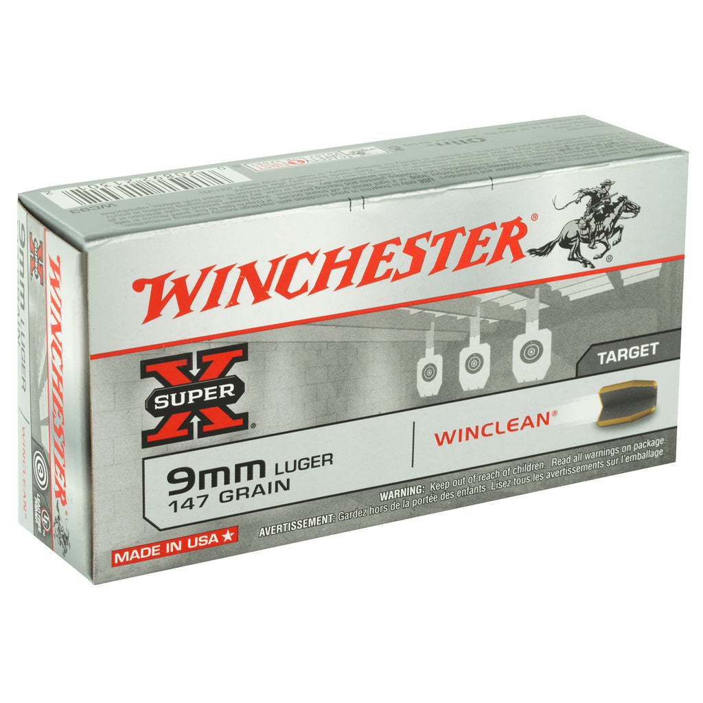 Winchester Ammunition Power Point 147 Grain 9mm Brass Enclosed Base Cartridges - 50 Rounds per Box