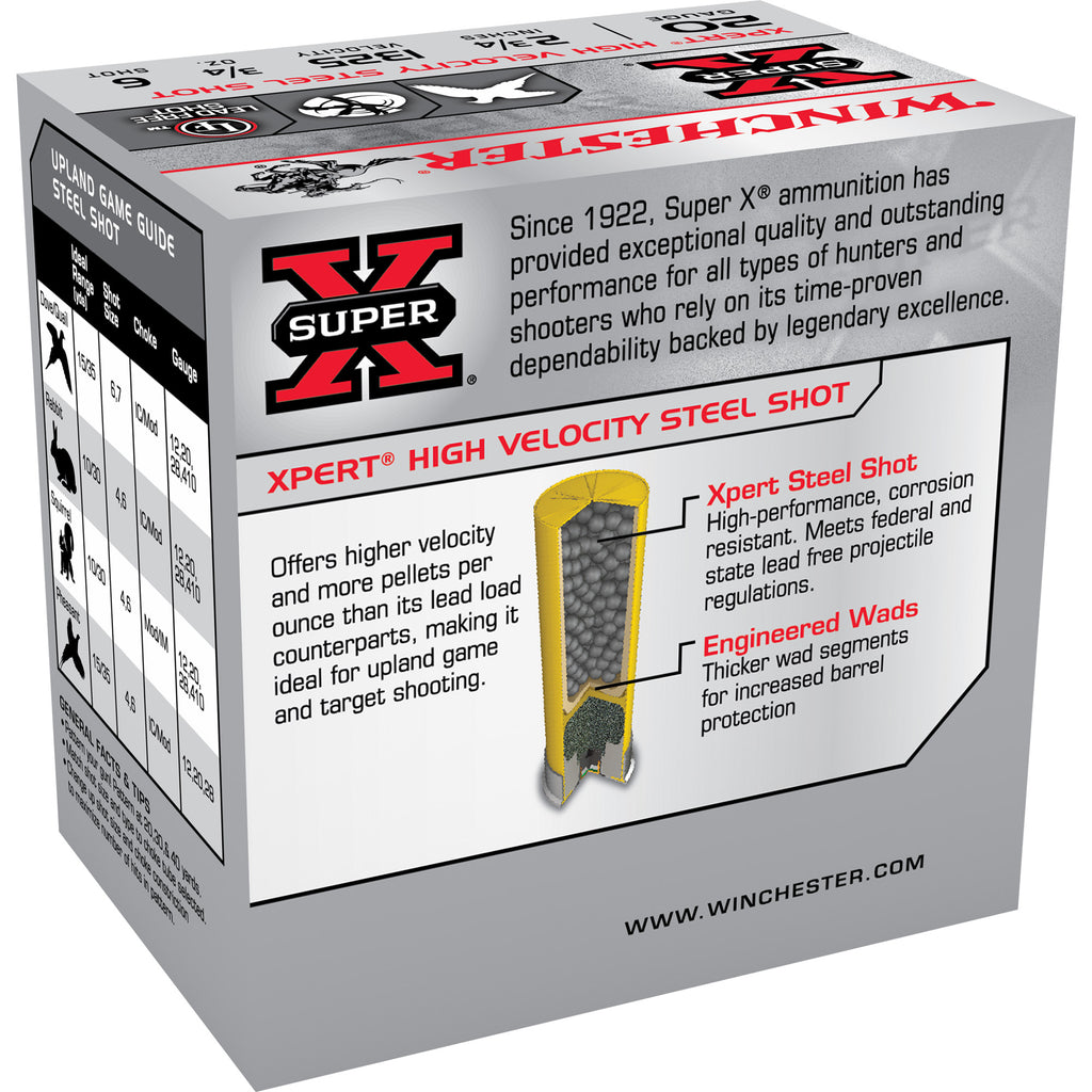 Winchester Ammunition Xpert 20 Gauge Steel Shot, 3/4 oz #6 – Reliable Performance for Hunting and Shooting Sports