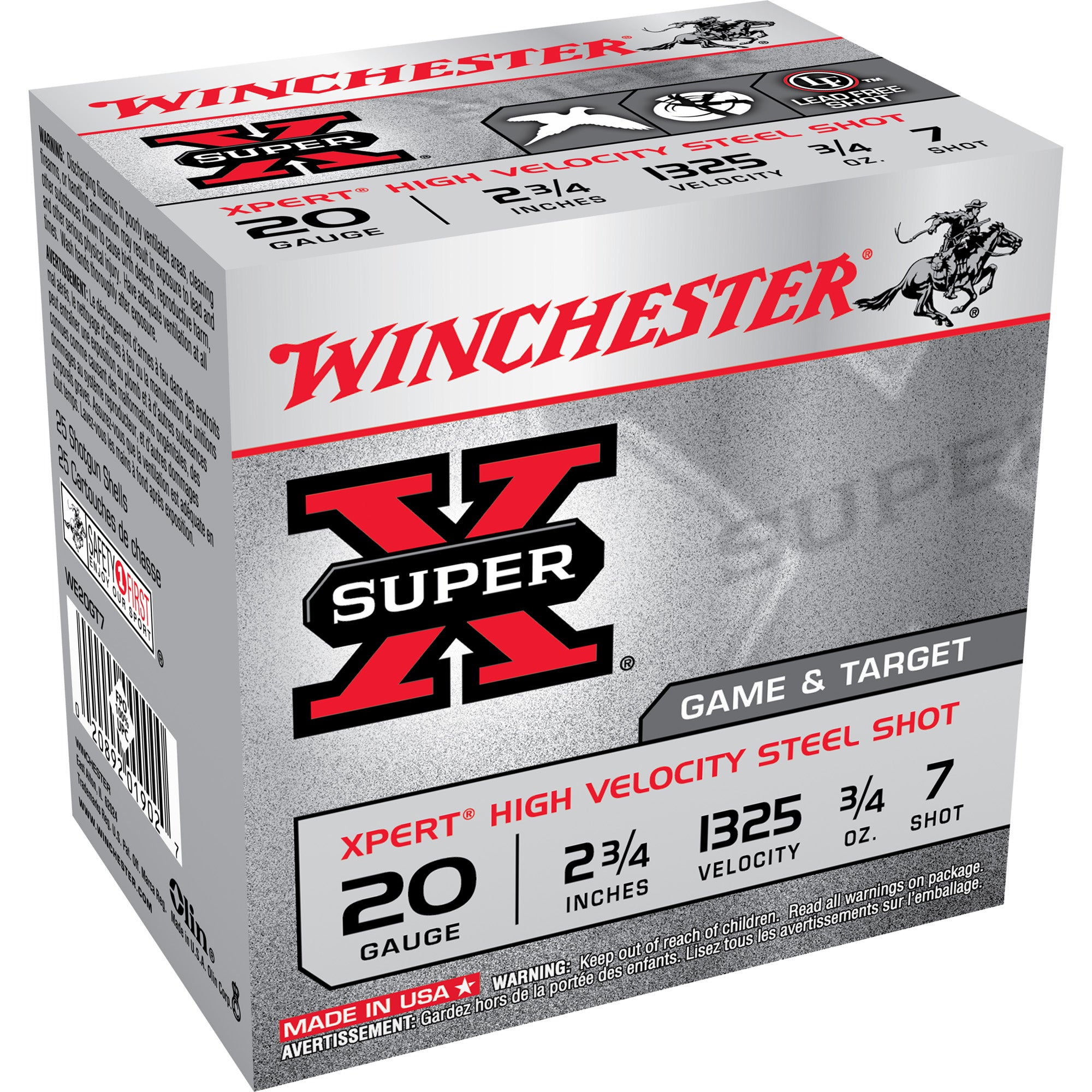 Winchester Ammunition Xpert Target 20 Gauge 2.75-inch Steel Shot, #7, 3/4 oz, 25 Rounds