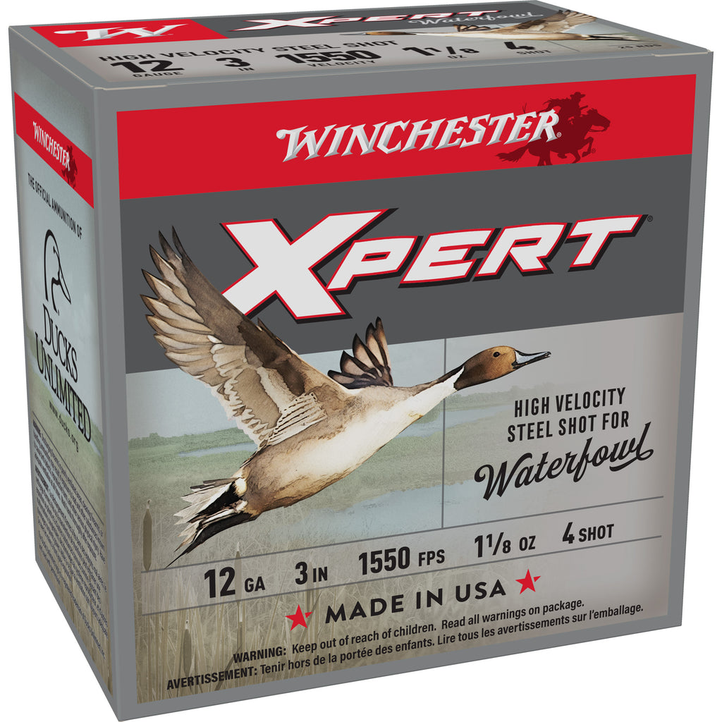 Winchester Ammunition Xpert Hi-Velocity Steel 12 Gauge #4 Steel Shot - 1 1/8 oz, 25 Rounds