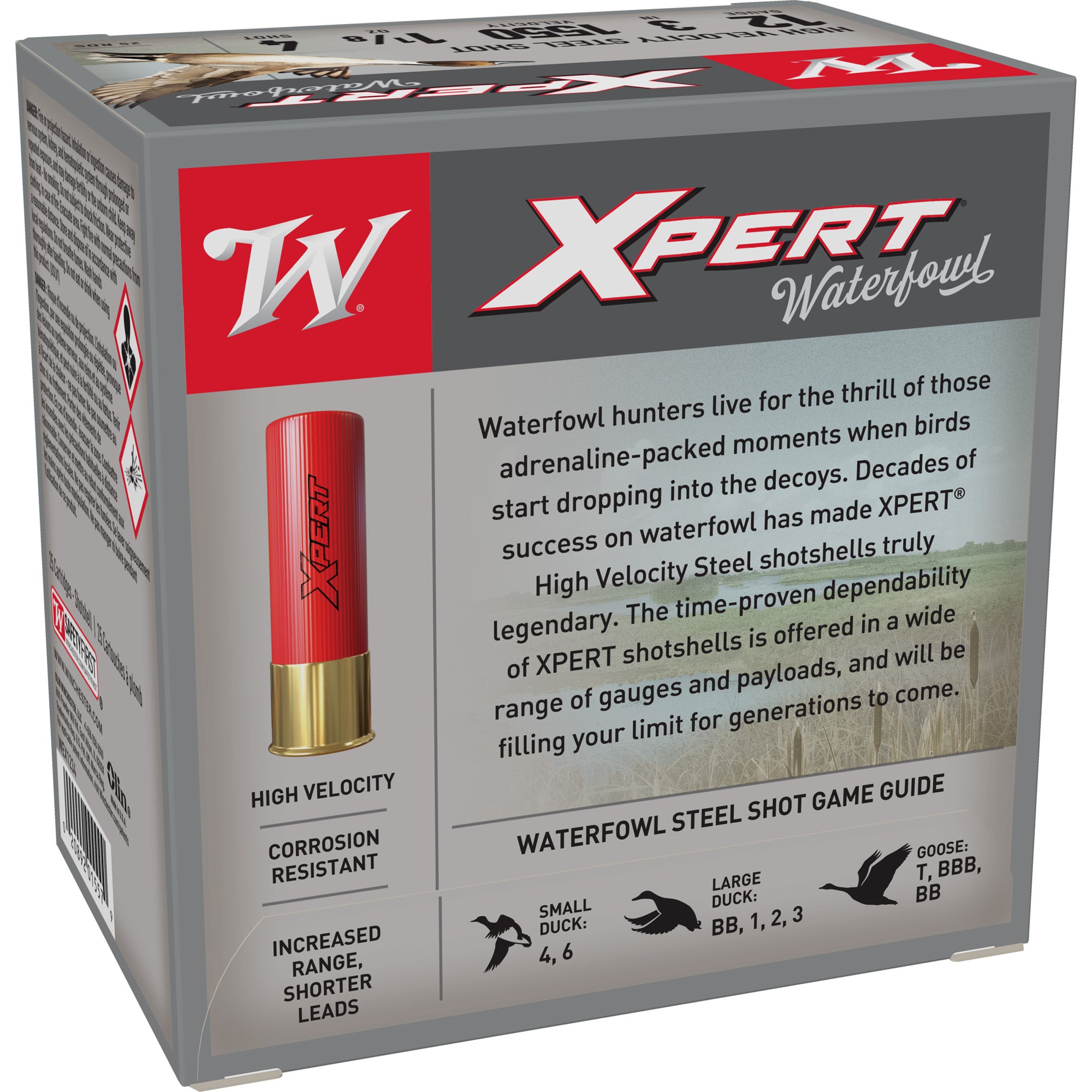 Winchester Ammunition Xpert Hi-Velocity Steel 12 Gauge #4 Steel Shot - 1 1/8 oz, 25 Rounds