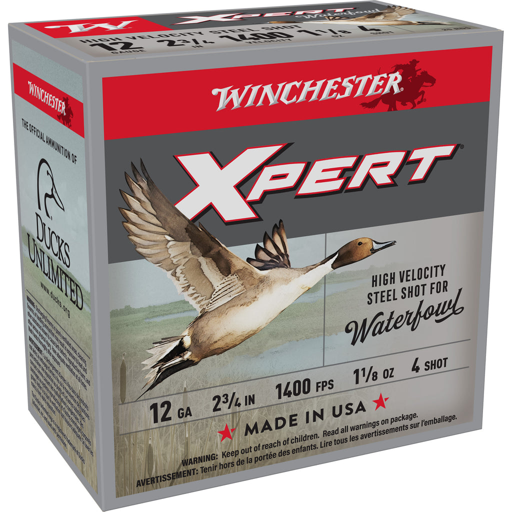 Winchester Ammunition Xpert Steel 12 Gauge 2.75 Inch #4 Steel Shot – 1 1/8 Oz, 25 Rounds Per Box