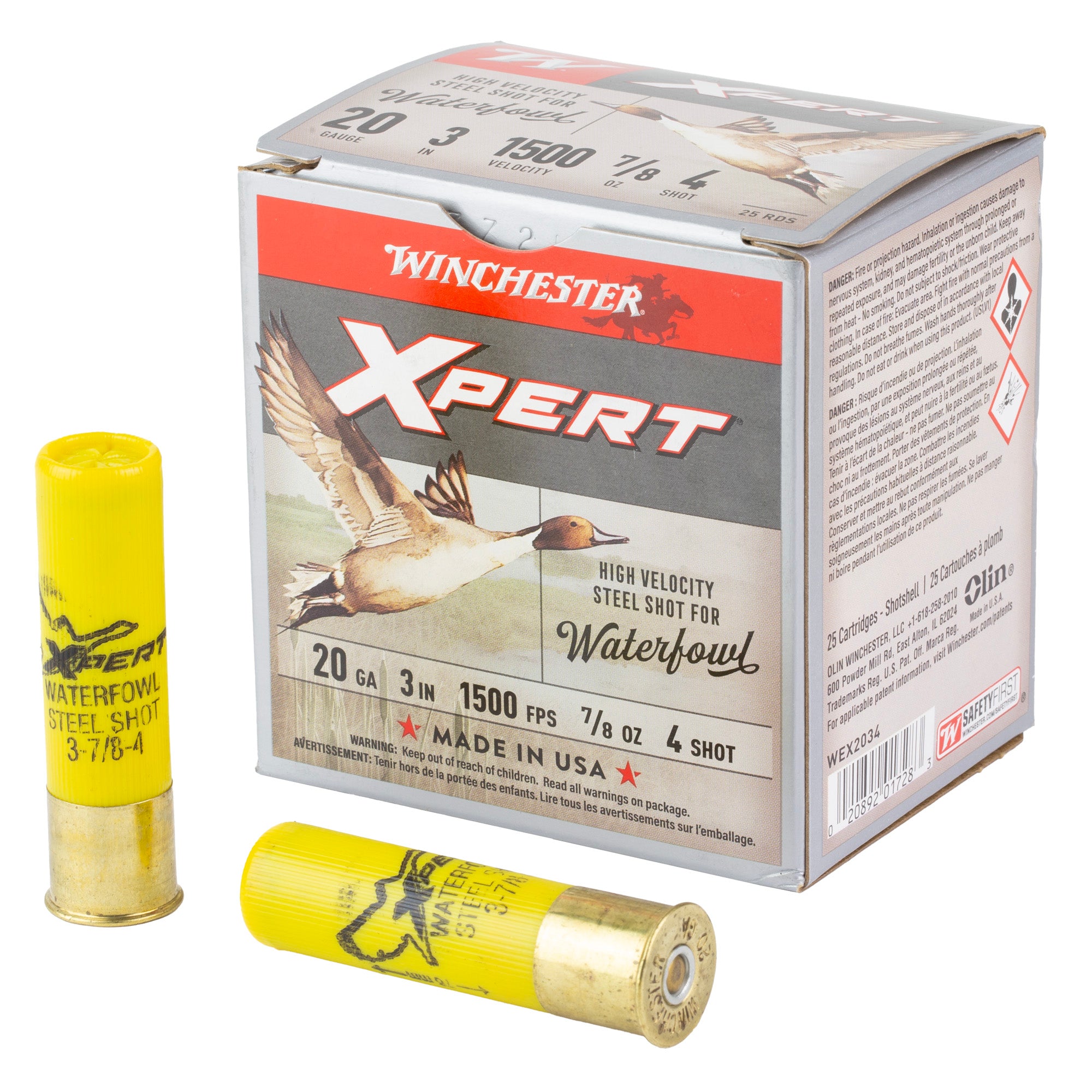 Winchester Ammunition Xpert Steel WF 20 Gauge 3 #4 Shotshells, 7/8 oz, 25 Rounds