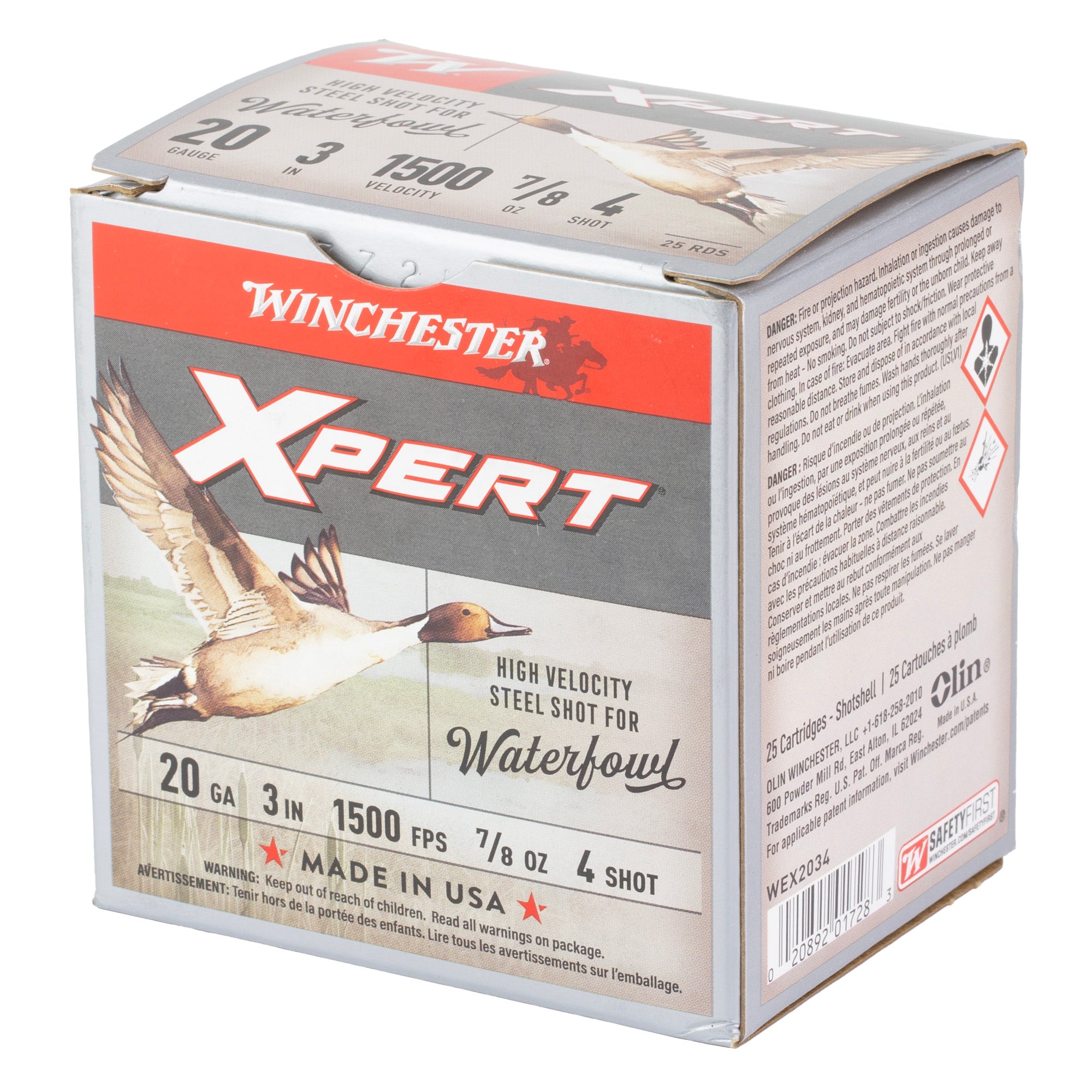 Winchester Ammunition Xpert Steel WF 20 Gauge 3 #4 Shotshells, 7/8 oz, 25 Rounds