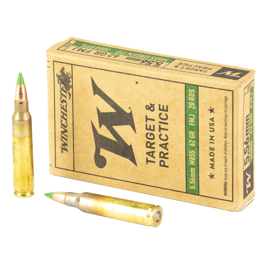 Winchester Ammunition M855 62 Grain Full Metal Jacket 5.56 NATO Rifle Ammunition - 20 Rounds per Box