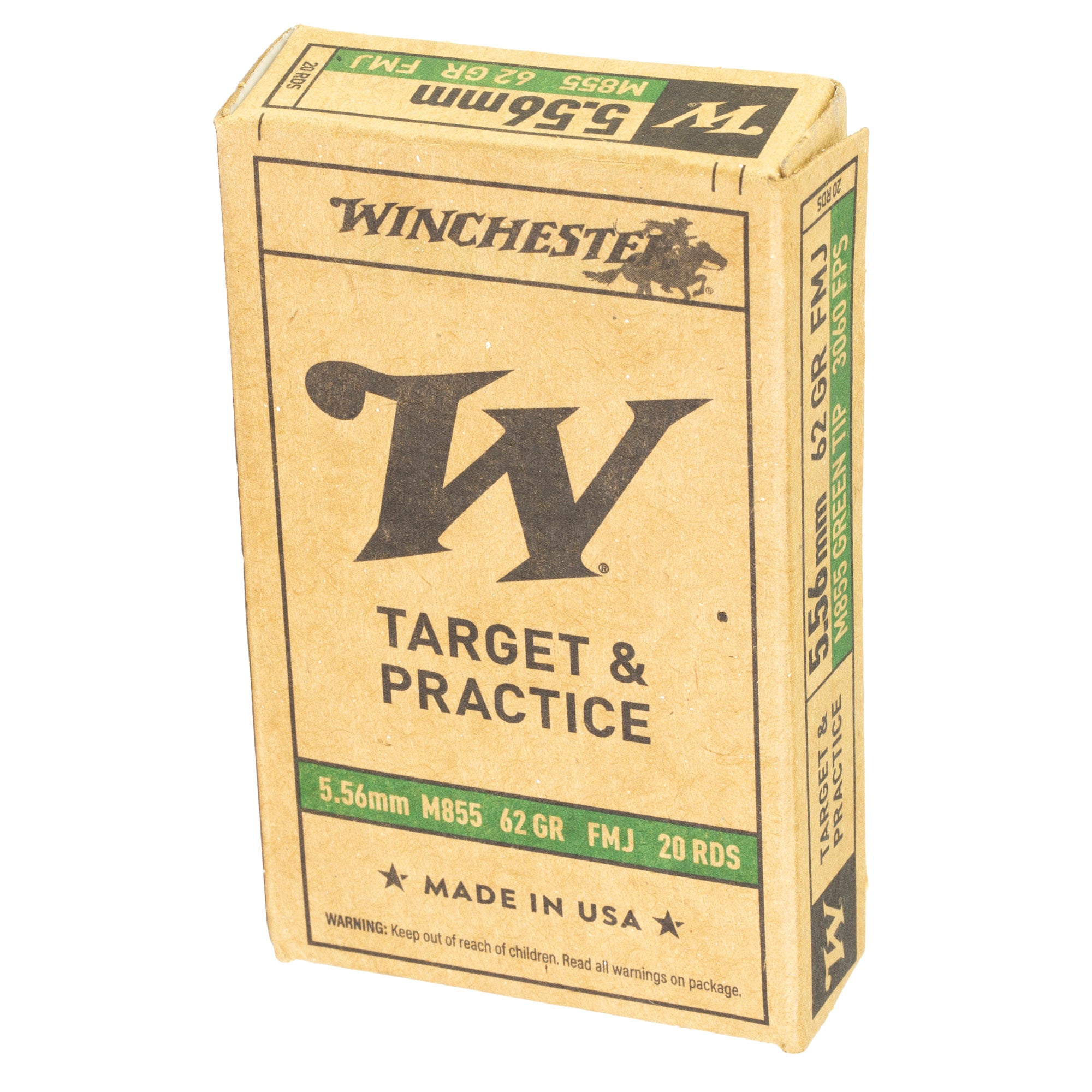 Winchester Ammunition M855 62 Grain Full Metal Jacket 5.56 NATO Rifle Ammunition - 20 Rounds per Box