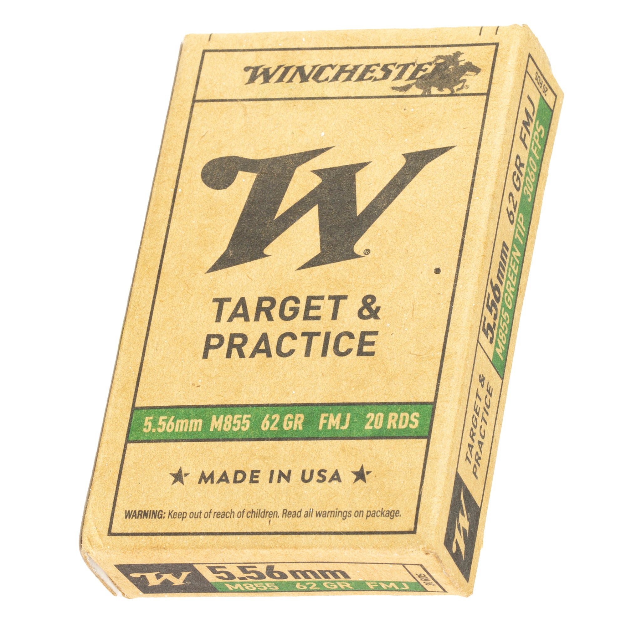 Winchester Ammunition M855 62 Grain Full Metal Jacket 5.56 NATO Rifle Ammunition - 20 Rounds per Box