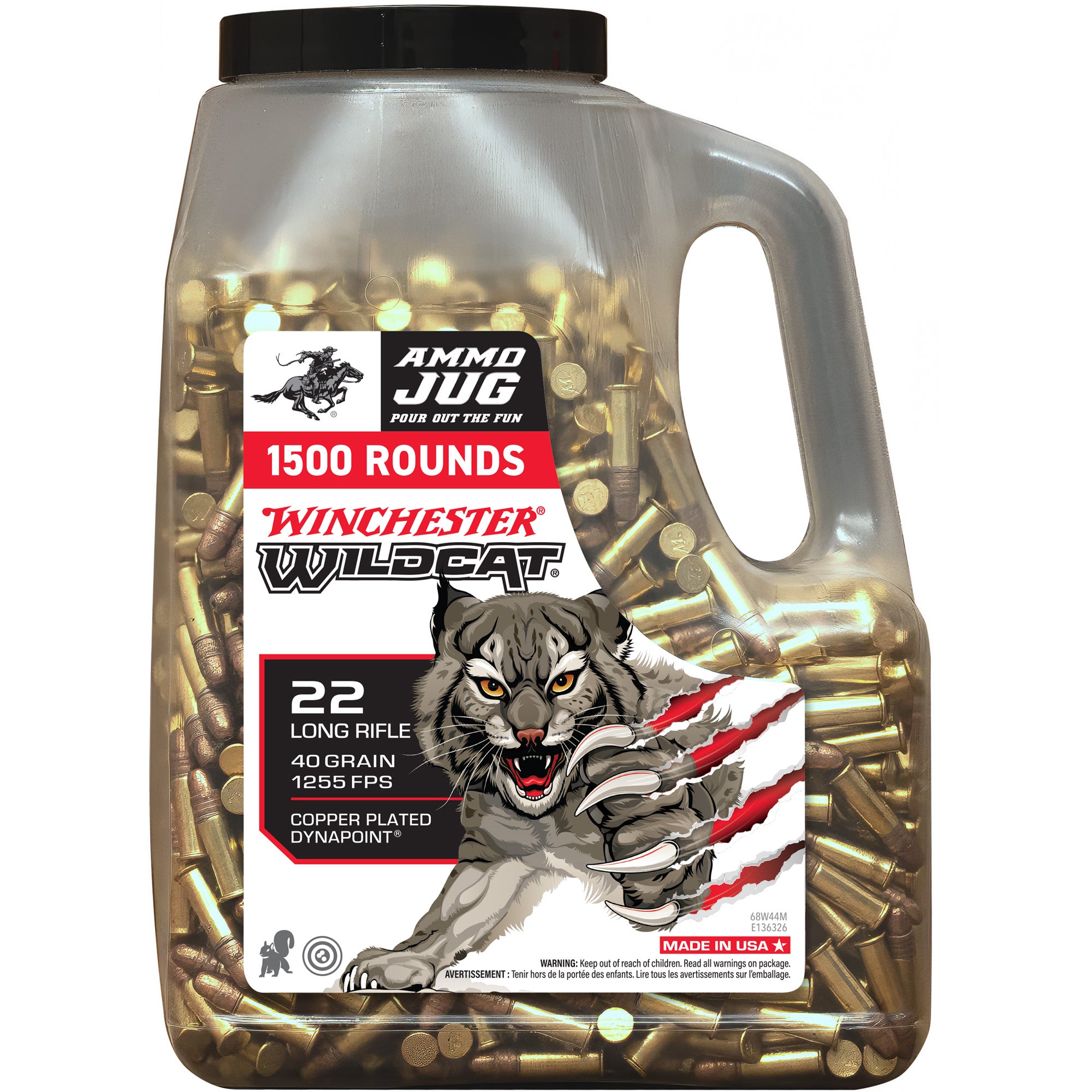 Winchester Ammunition Wildcat .22 LR Copper 40-Grain Rimfire Cartridges - 1,500 Rounds per Box