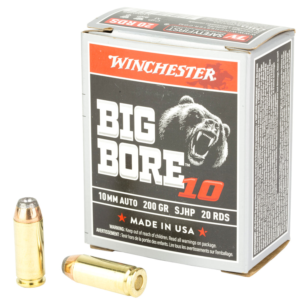 Winchester Ammunition Big Bore 10mm 200-Grain Jacketed Soft Point Ammo – Reliable Performance for Hunting and Personal Defense