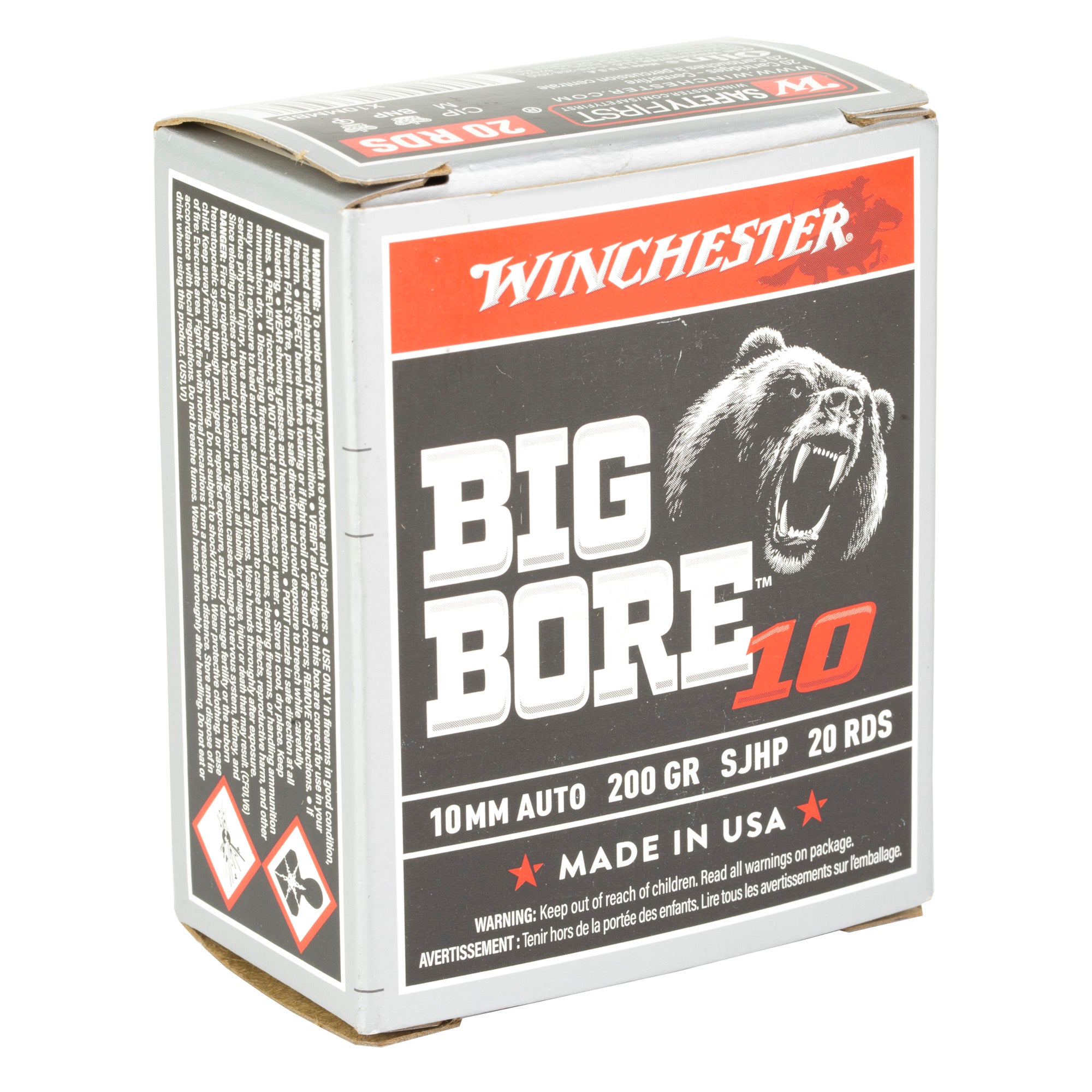 Winchester Ammunition Big Bore 10mm 200-Grain Jacketed Soft Point Ammo – Reliable Performance for Hunting and Personal Defense