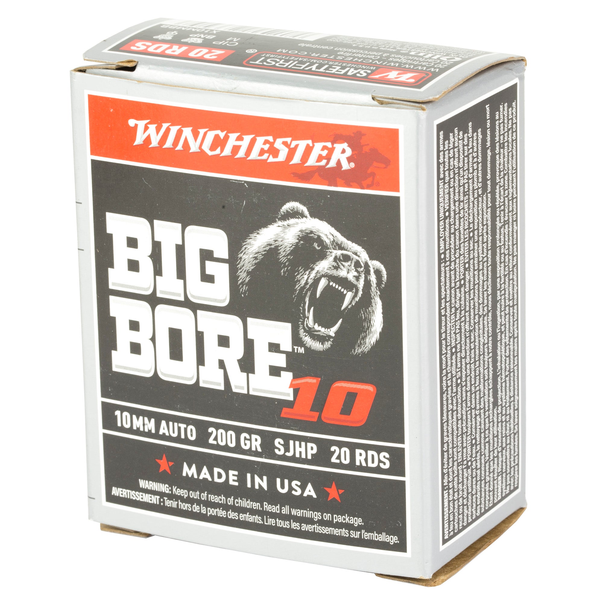 Winchester Ammunition Big Bore 10mm 200-Grain Jacketed Soft Point Ammo – Reliable Performance for Hunting and Personal Defense