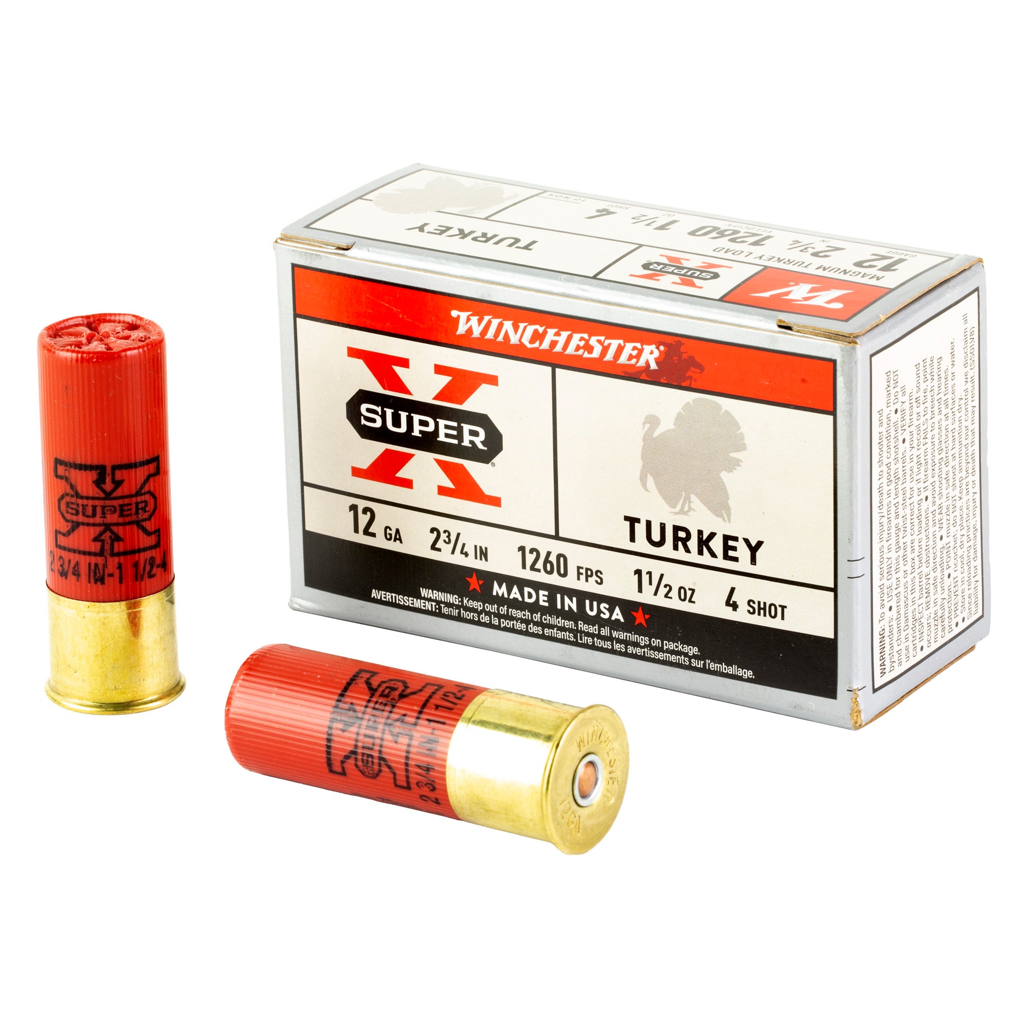 Winchester Ammunition Power Point 12 Gauge #4 Shotshells - 1.5 oz, Pack of 10