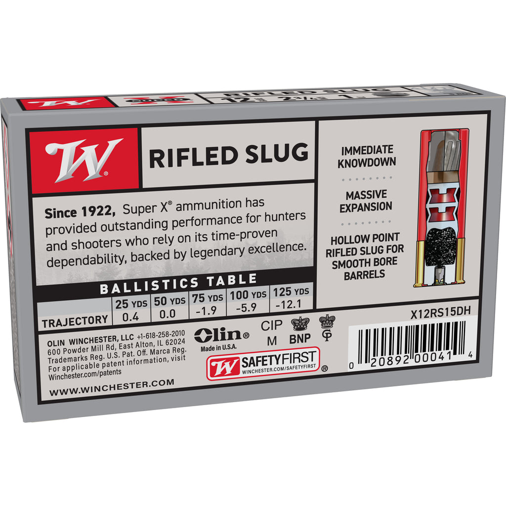 Winchester Ammunition Power Point 12 Gauge 2.75-inch Rifled Slug - 1 oz, Box of 5