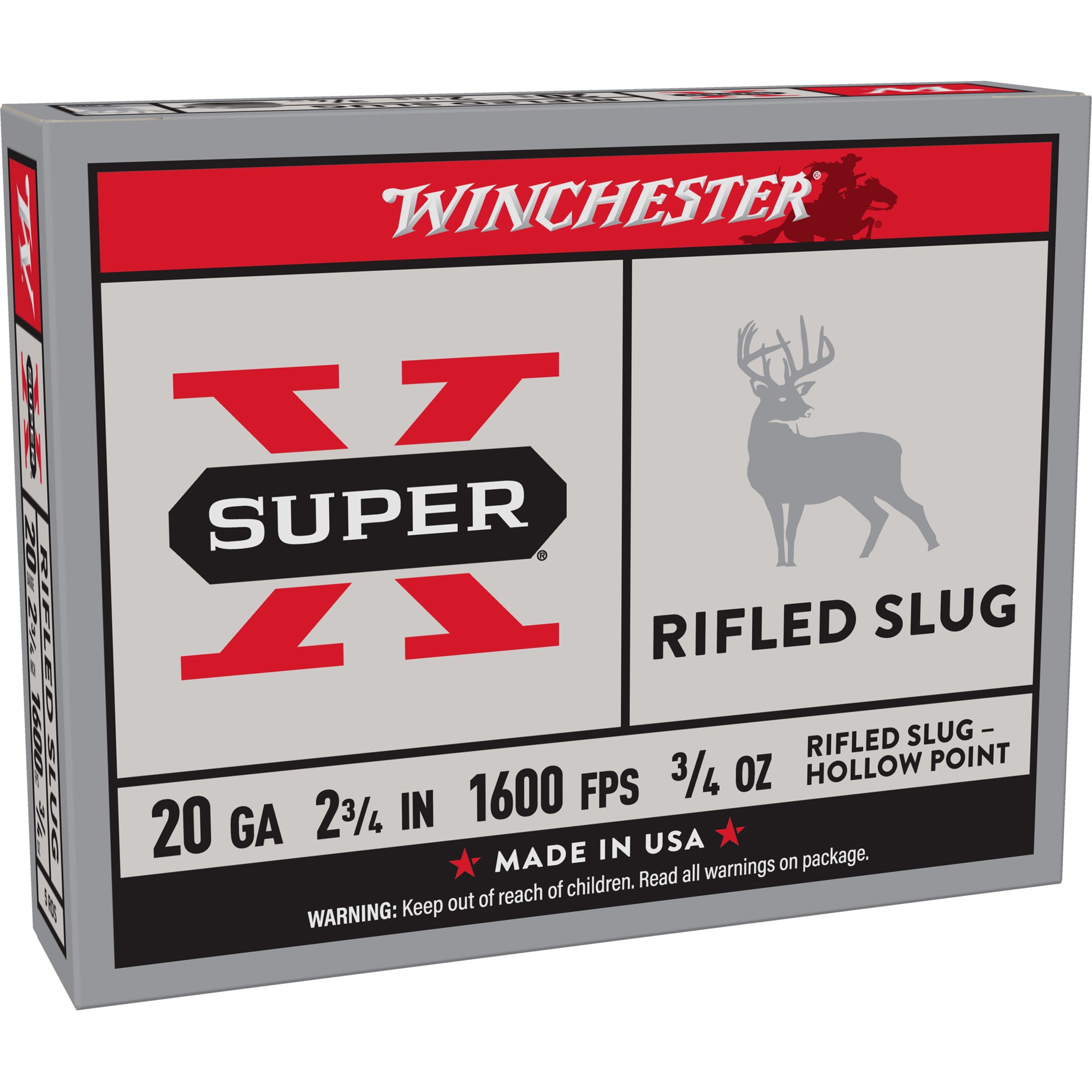 Winchester Ammunition Power Point 20 Gauge Rifled Slug, 3/4 oz, 5 Rounds per Box