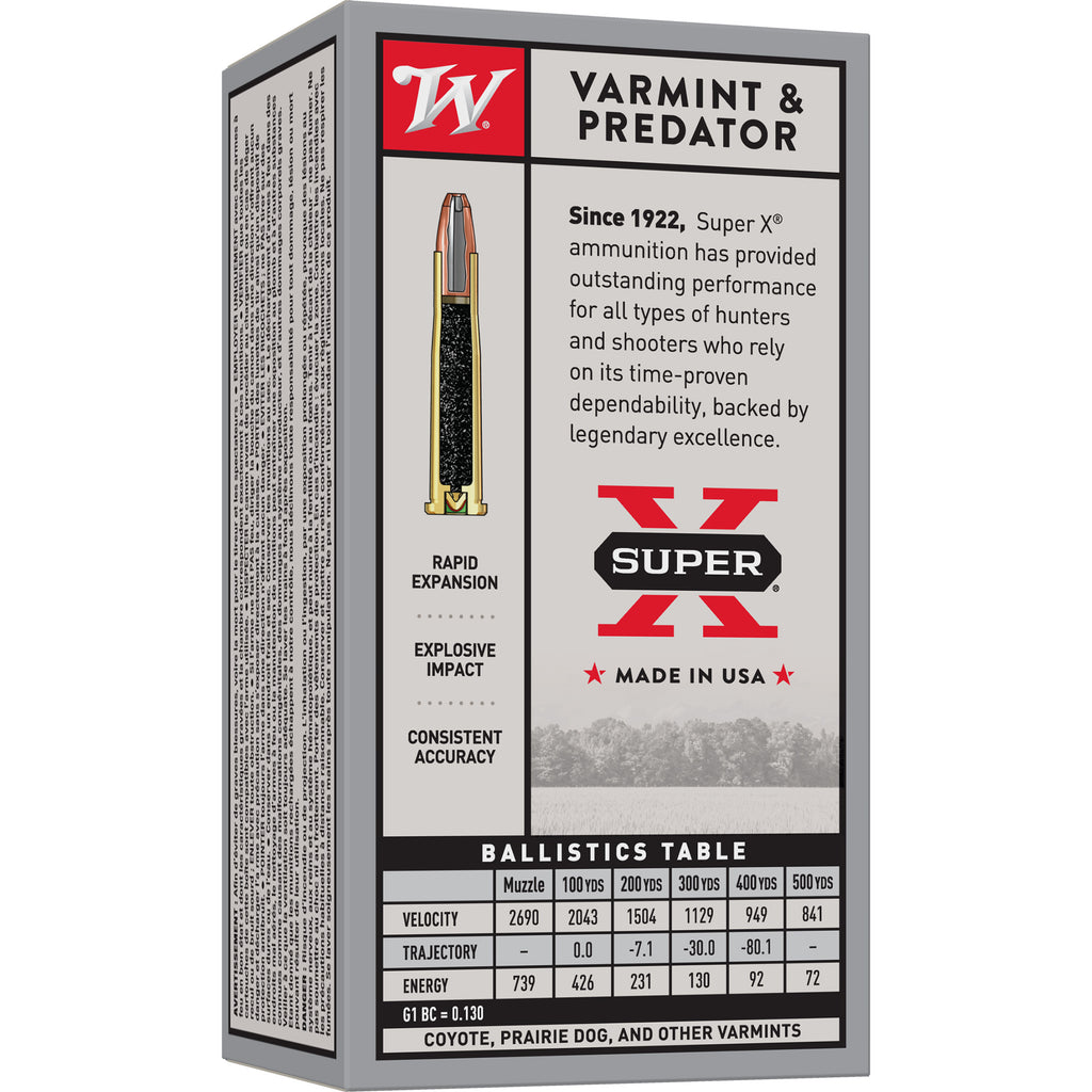 Winchester Ammunition Power Point .22 Hornet Hollow Point Ammo - 46 Grain, Box of 50