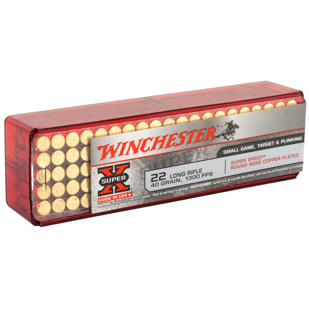 Winchester Ammunition Super-X 22LR Super Speed 40 Grain Plated Round Nose Ammunition, 100 Rounds per Box