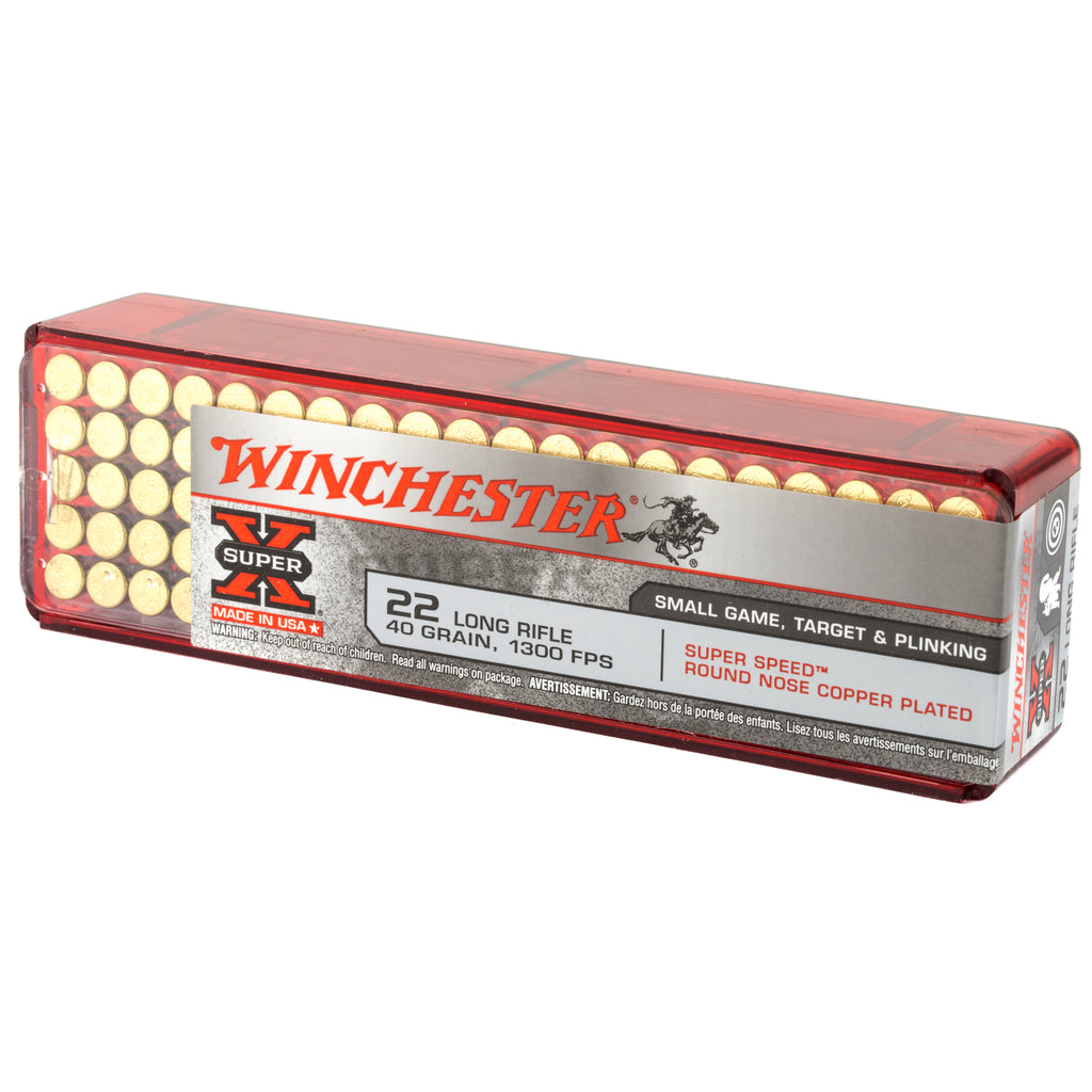Winchester Ammunition Super-X 22LR Super Speed 40 Grain Plated Round Nose Ammunition, 100 Rounds per Box