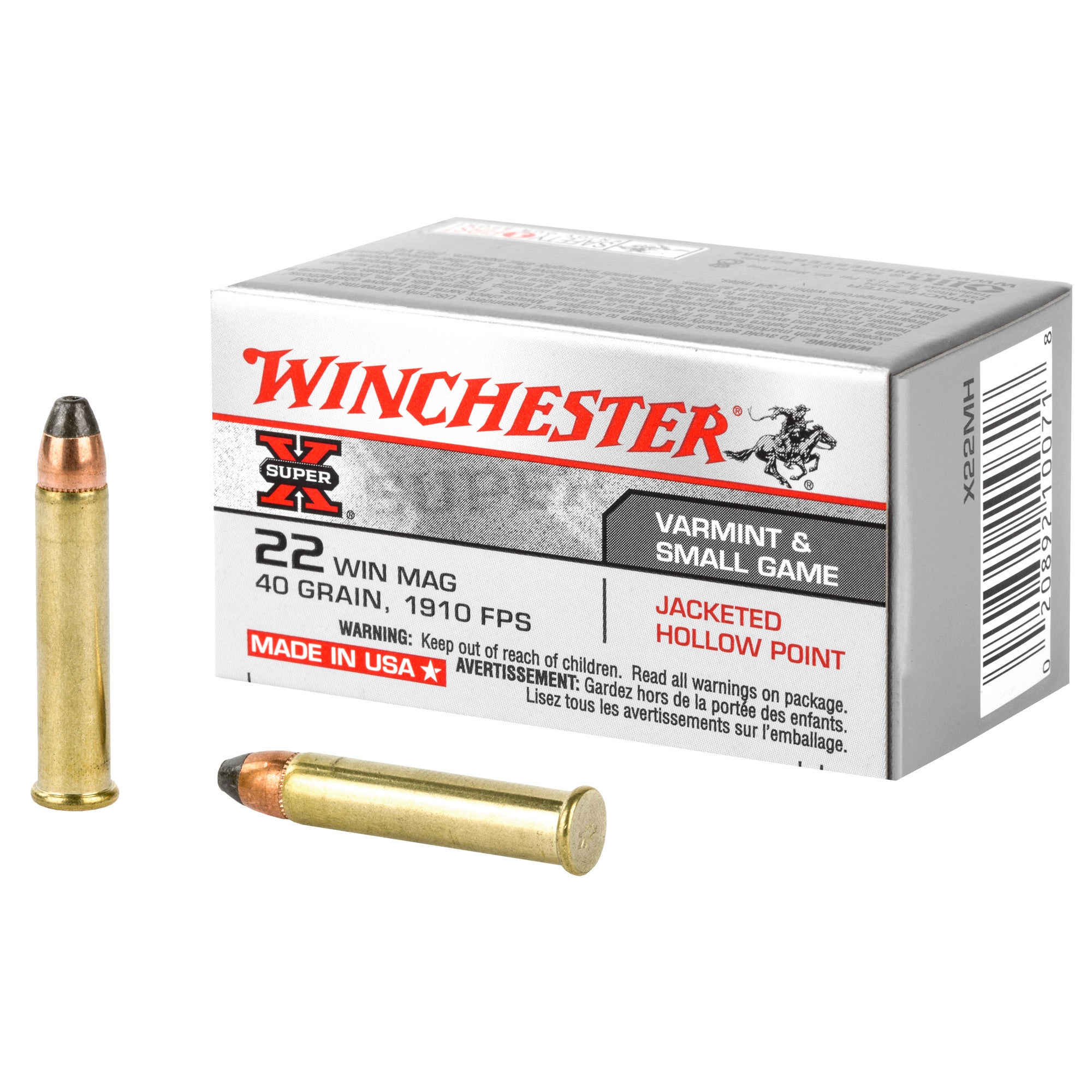 Winchester Ammunition Power Point 22 WMR 40-Grain Hollow Point Ammo - 50 Rounds per Box