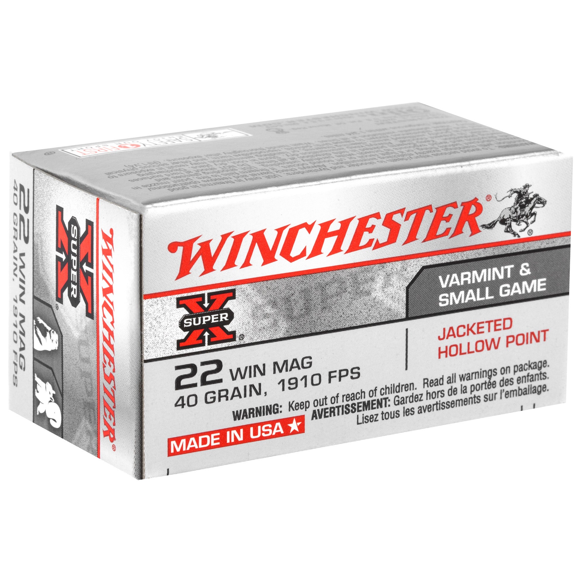 Winchester Ammunition Power Point 22 WMR 40-Grain Hollow Point Ammo - 50 Rounds per Box