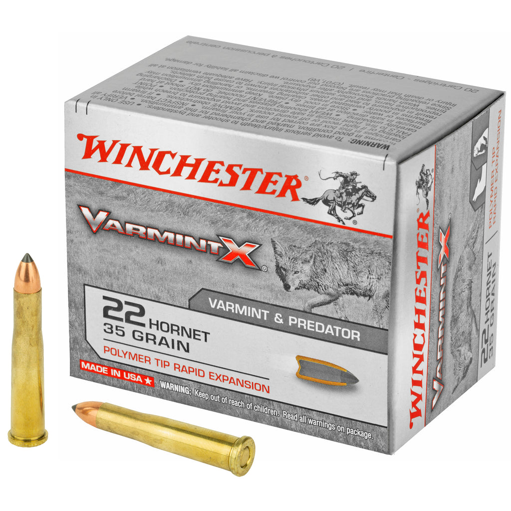 Winchester Ammunition Varmint X .22 Hornet 35-Grain Polymer Tip – 20 Rounds Per Box
