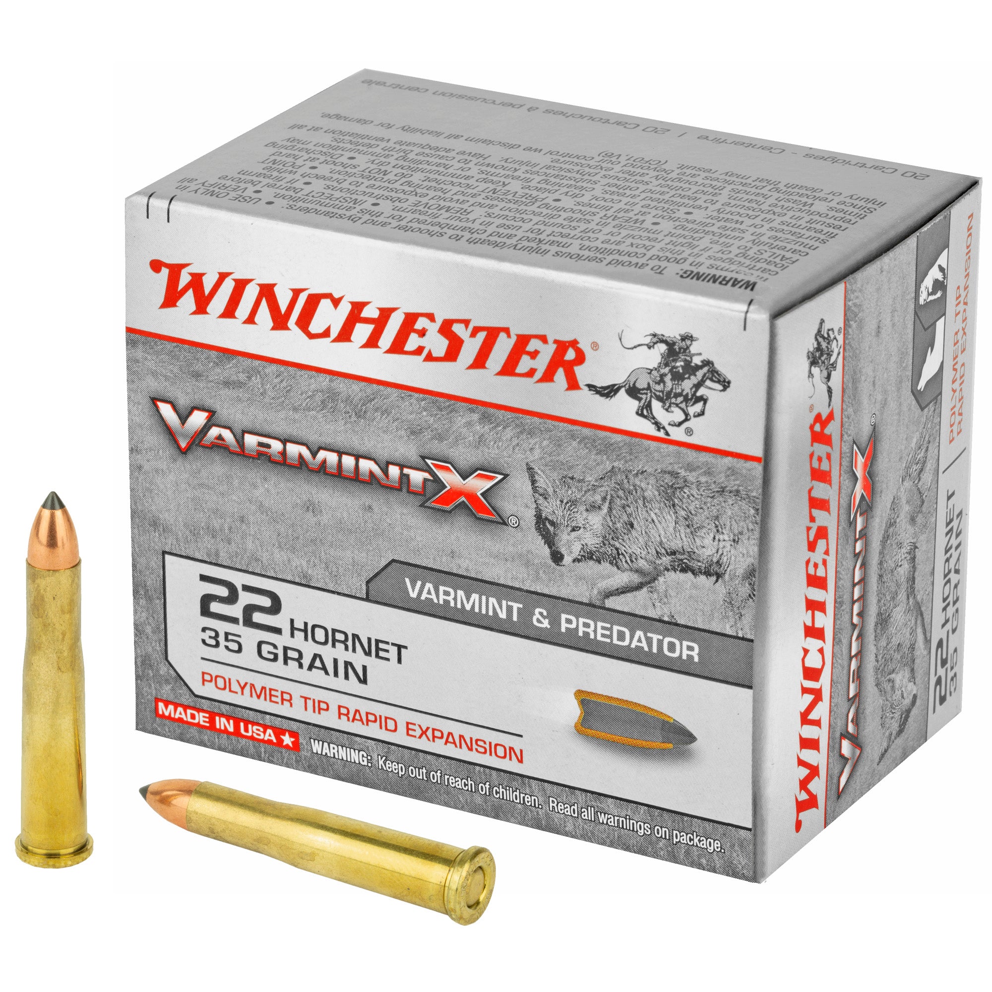 Winchester Ammunition Varmint X .22 Hornet 35-Grain Polymer Tip – 20 Rounds Per Box