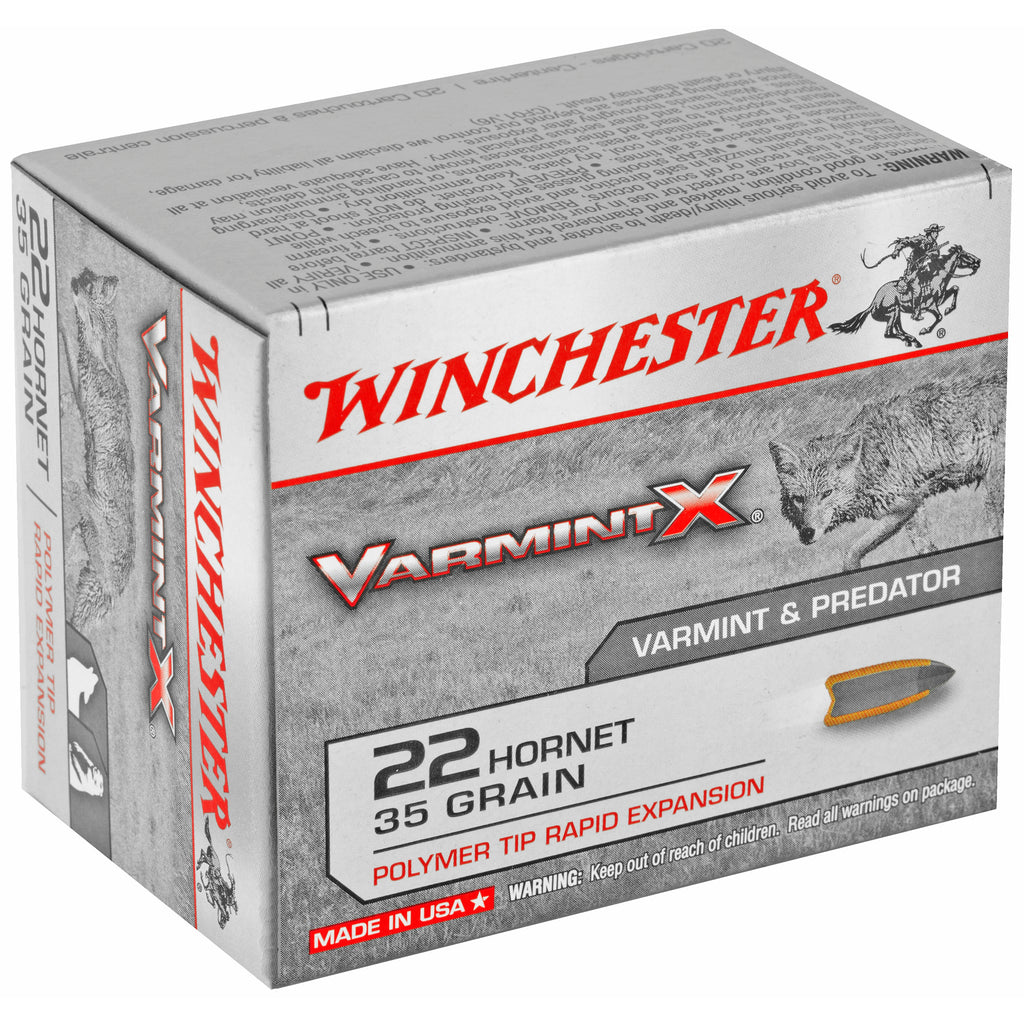 Winchester Ammunition Varmint X .22 Hornet 35-Grain Polymer Tip – 20 Rounds Per Box