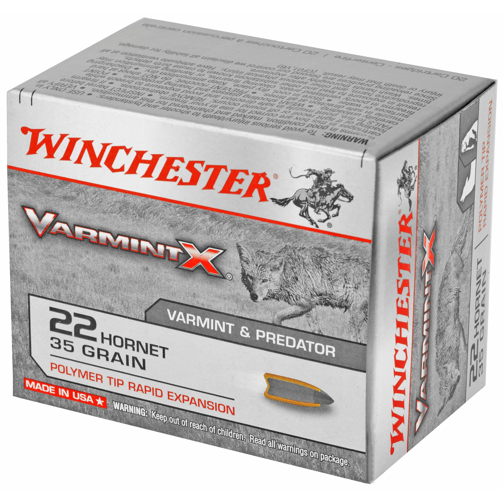 Winchester Ammunition Varmint X .22 Hornet 35-Grain Polymer Tip – 20 Rounds Per Box