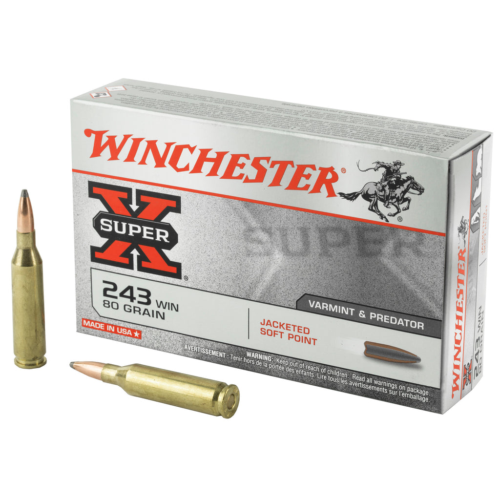 Winchester Ammunition Power Point .243 Winchester 80-Grain Jacketed Soft Point Ammo (Box of 20)