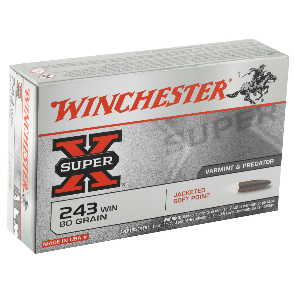 Winchester Ammunition Power Point .243 Winchester 80-Grain Jacketed Soft Point Ammo (Box of 20)
