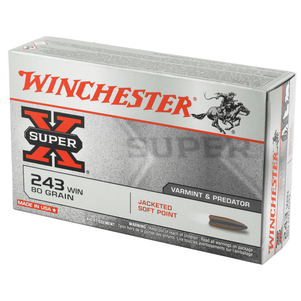 Winchester Ammunition Power Point .243 Winchester 80-Grain Jacketed Soft Point Ammo (Box of 20)