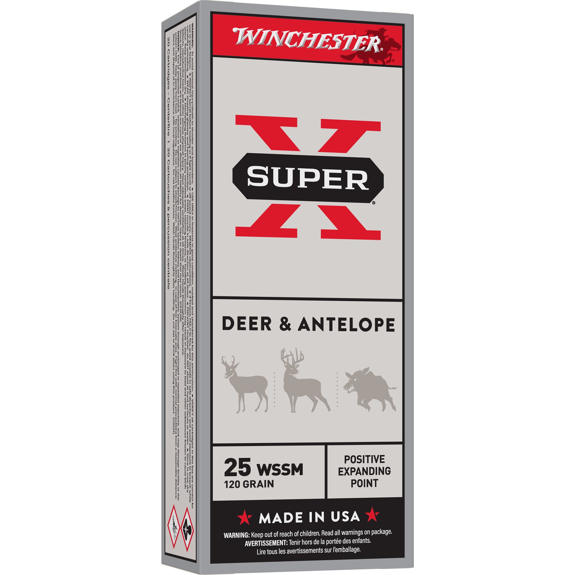 Winchester Ammunition Power Point 25 Winchester Super Short Magnum 120-Grain Positive Expanding Point - Box of 20
