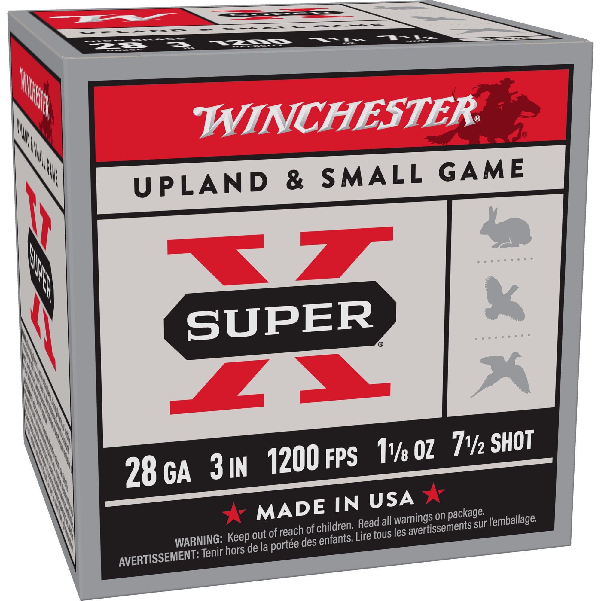 Winchester Ammunition Super-X Power Point 28 Gauge Shotshells – 3-Inch, 7.5 Grain, 25 Rounds per Box