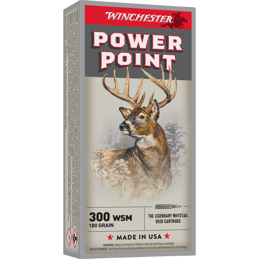 Winchester Ammunition Power Point 300 Winchester Short Magnum 180 Grain – 20 Rounds per Box, 200 Rounds per Case