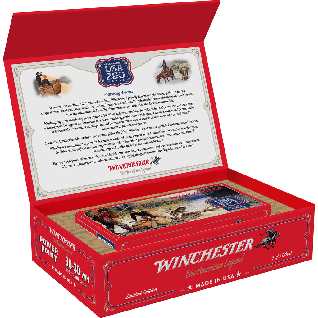 Winchester Ammunition Power-Point 30-30 Winchester 170-Grain Rifle Ammo - 20 Rounds per Box, 120 per Case - 250th Anniversary Commemorative Packaging