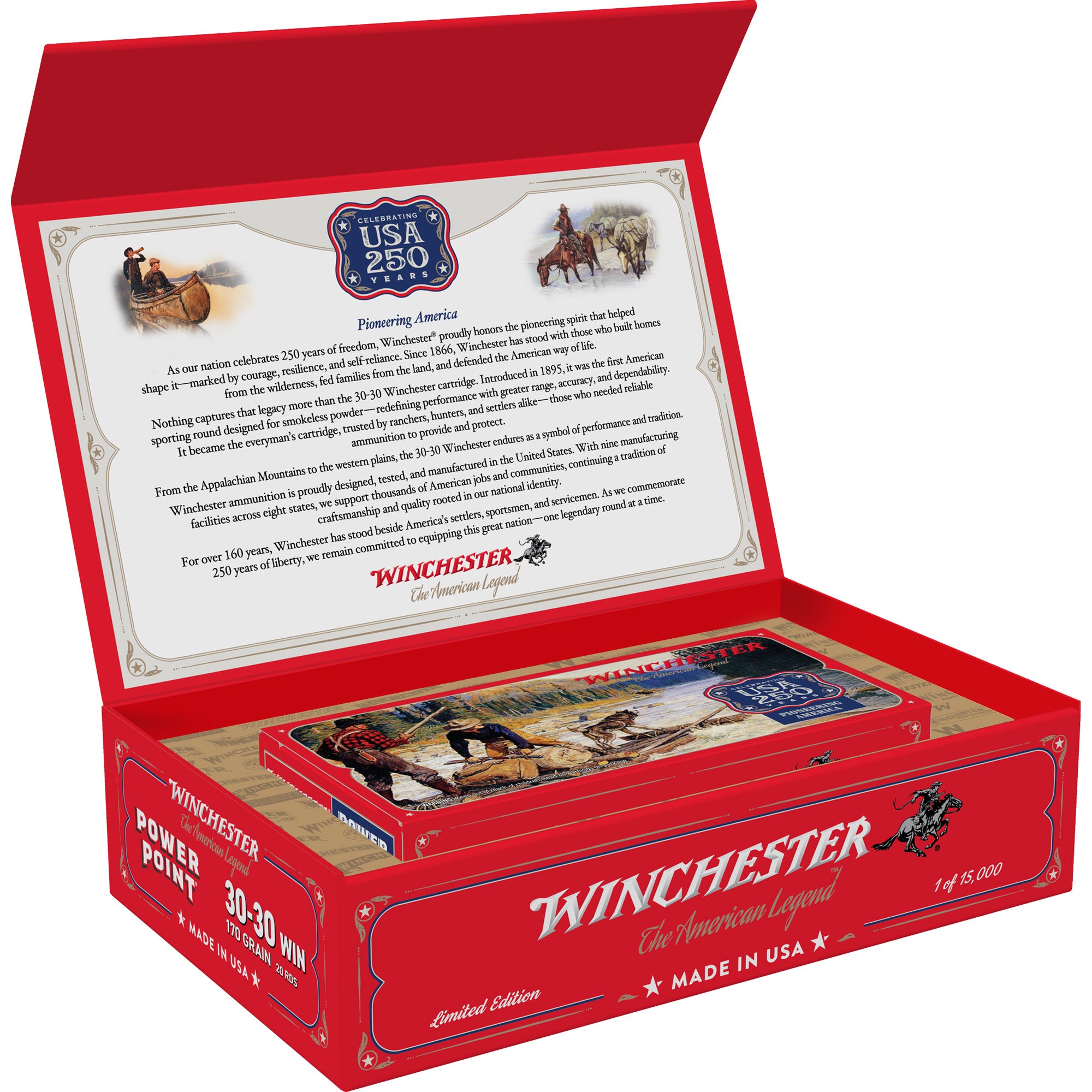 Winchester Ammunition Power-Point 30-30 Winchester 170-Grain Rifle Ammo - 20 Rounds per Box, 120 per Case - 250th Anniversary Commemorative Packaging