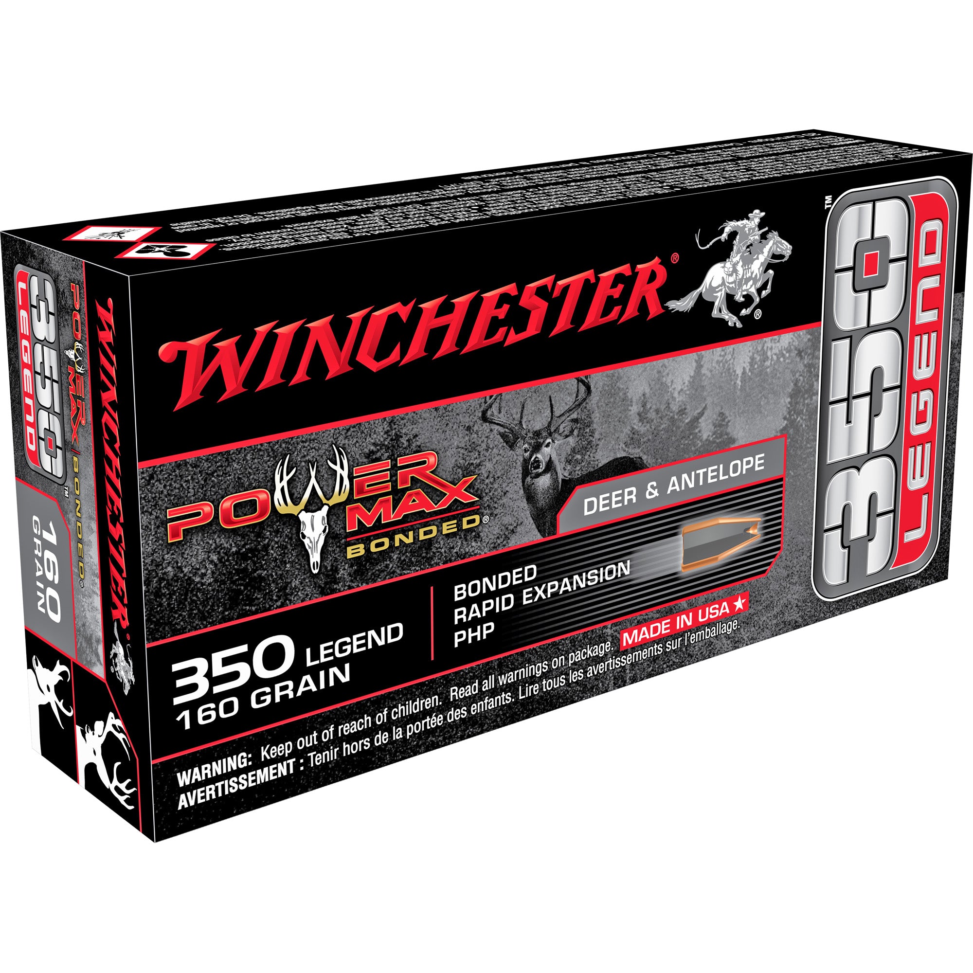 Winchester Ammunition Power Max Bonded .350 Legend 160-Grain Hollow Point - 20 Rounds Per Box