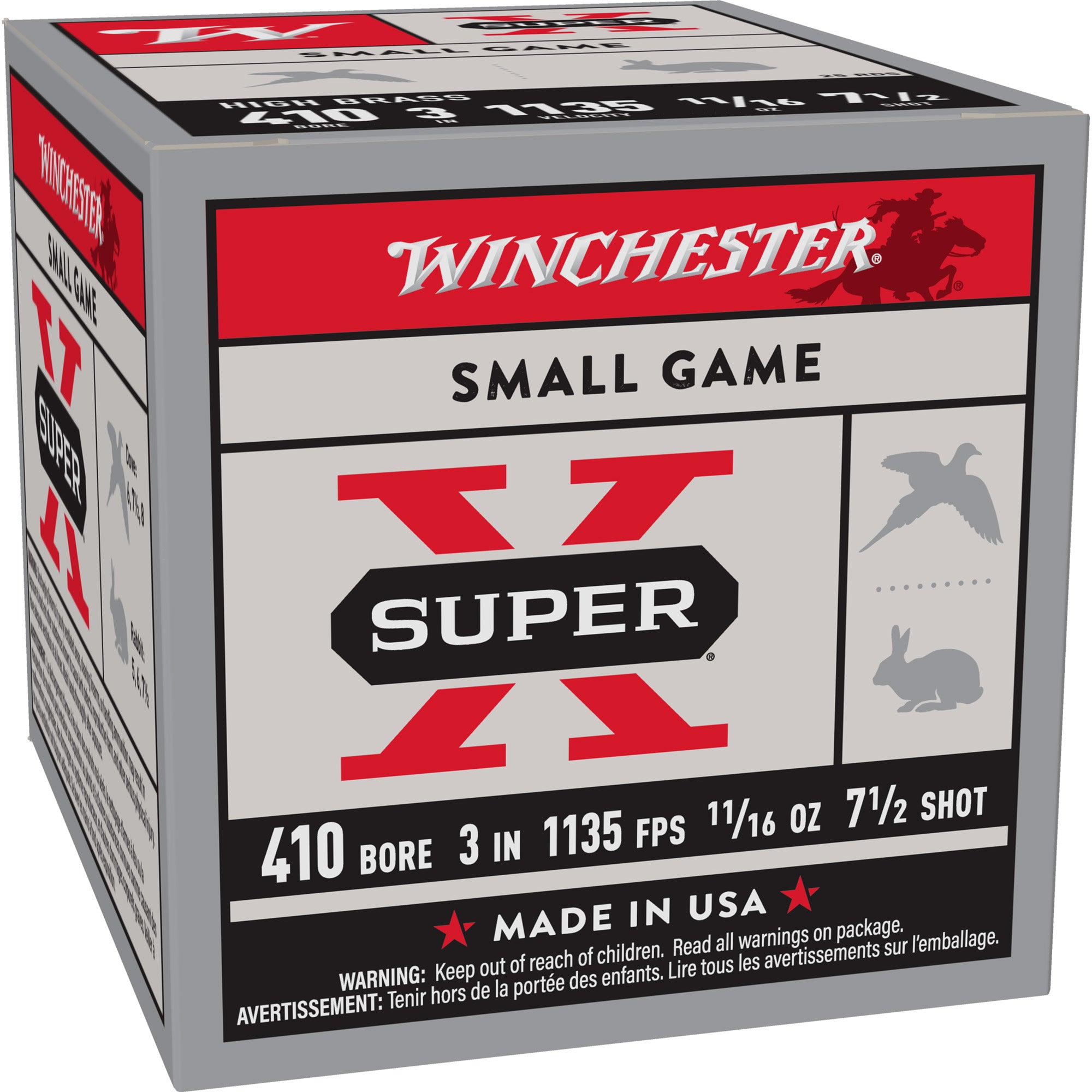 Winchester Ammunition Super-X Upland 410 Bore Shotgun Shells, 11/16 oz, 7.5 Shot, Box of 25