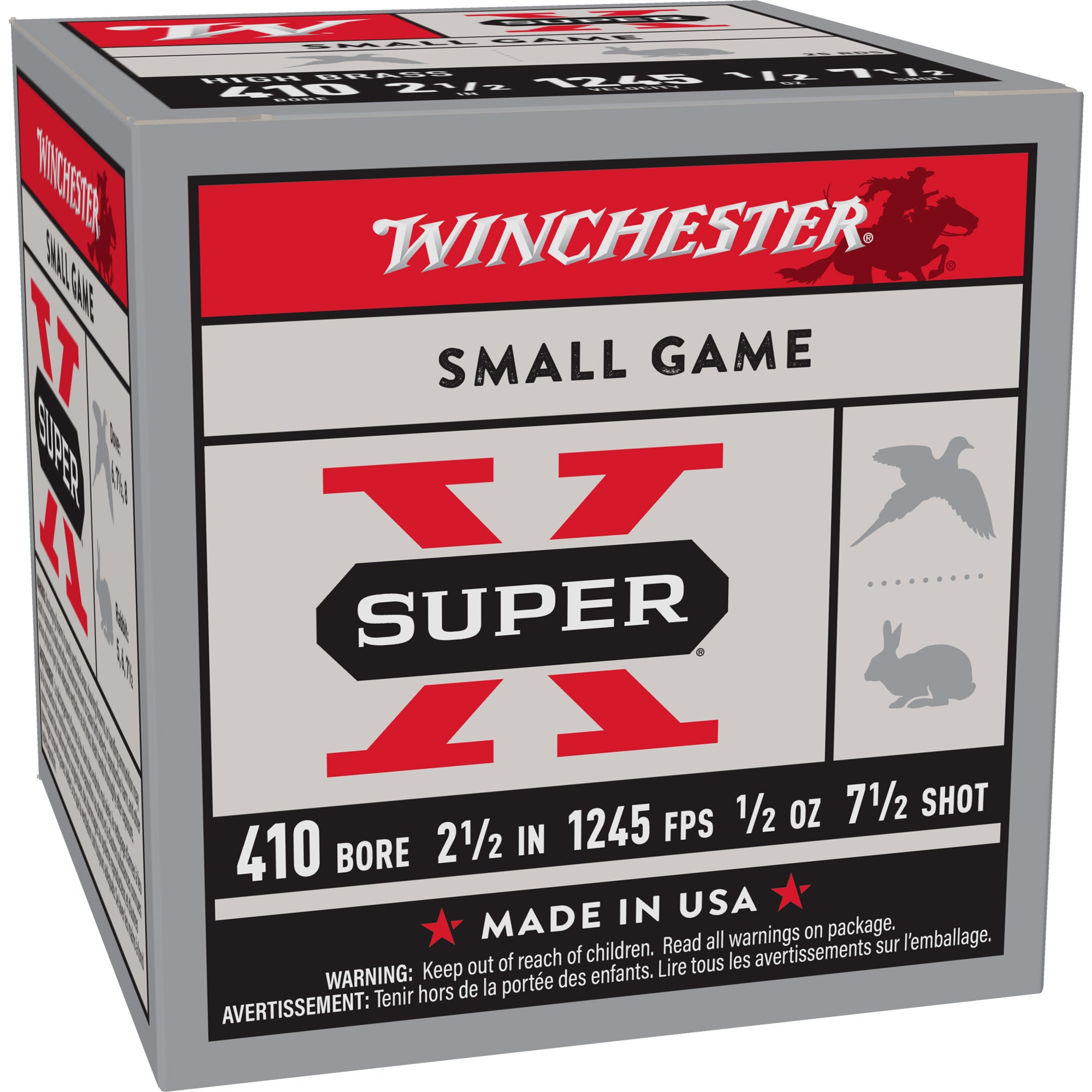 Winchester Ammunition Super-X Power Point Shotshell 410 Bore 2.5 inch, 1.5 oz, #7.5 shot, 25 rounds per box