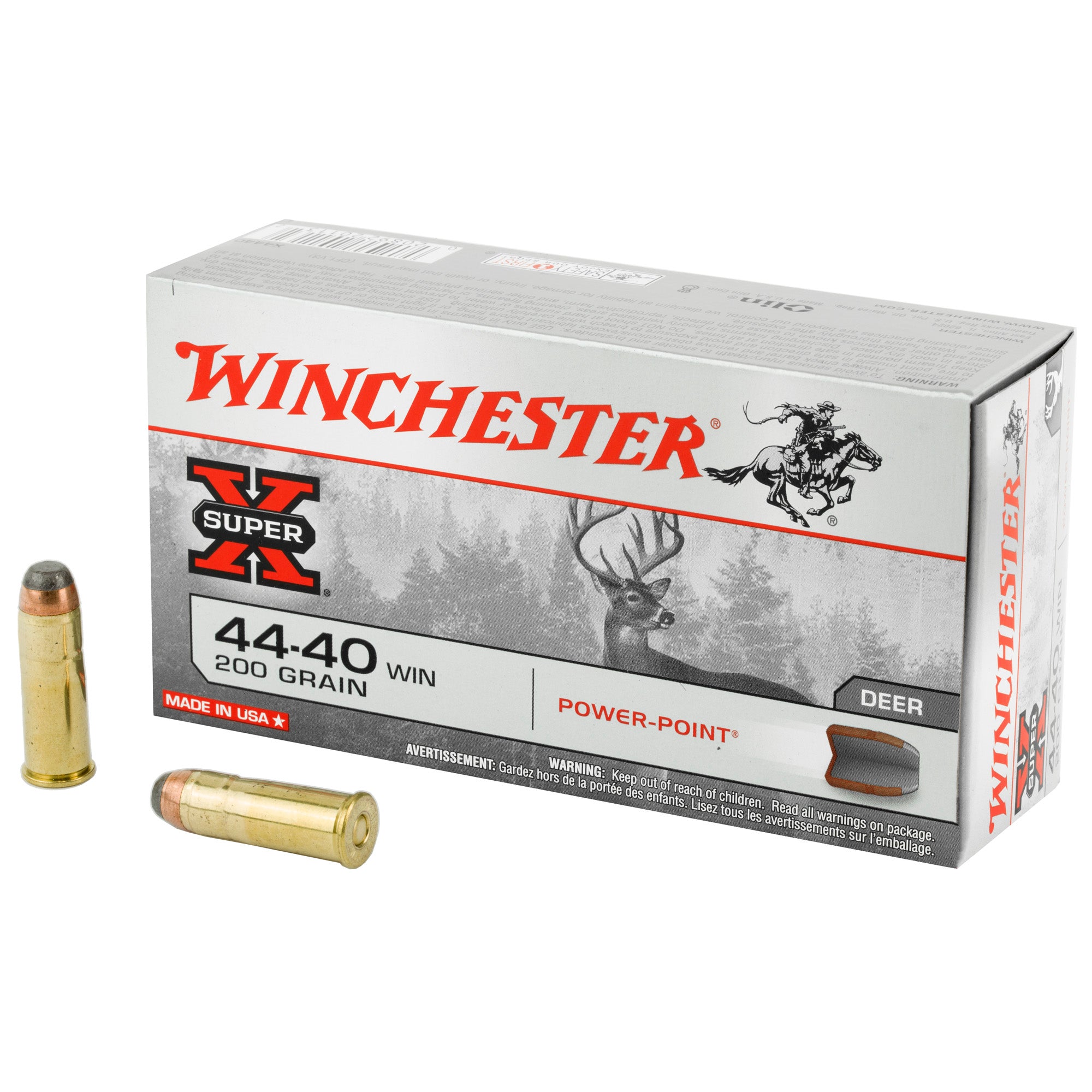 Winchester Ammunition Power Point .44-40 Winchester 200 Grain Ammunition - 50 Rounds Per Box