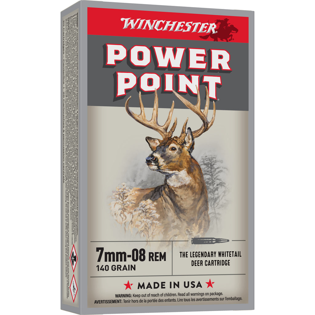 Winchester Ammunition Power Point 7mm-08 Remington 140-Grain Rifle Ammo - 20 Rounds per Box