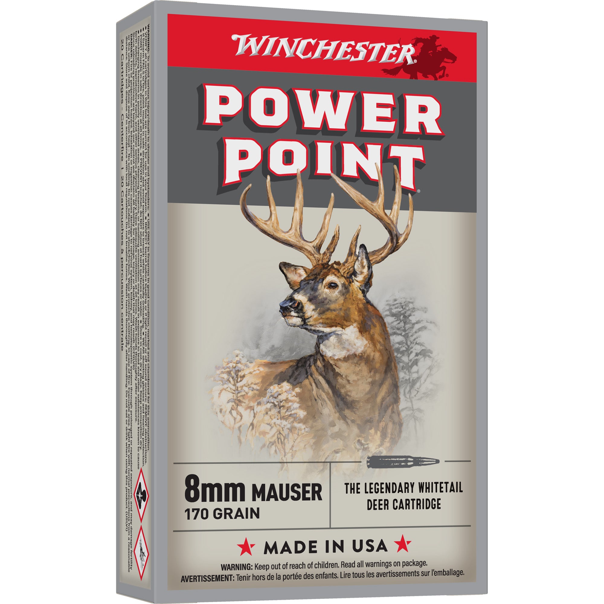 Winchester Ammunition Power Point 8mm Mauser 170 Grain - 20 Rounds