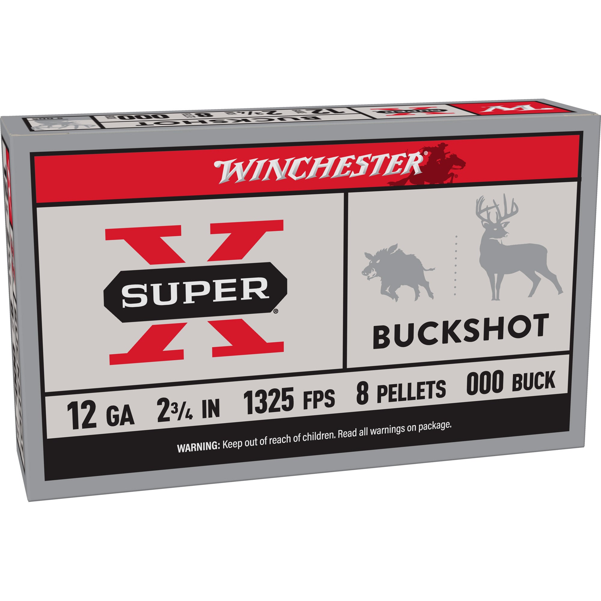 Winchester Ammunition Power Point 12 Gauge 00 Buckshot - 5 Rounds Per Box, 250 Per Case