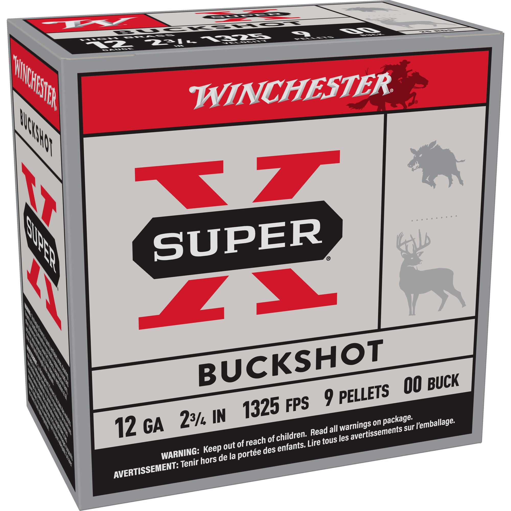 Winchester Ammunition Super-X 12 Gauge 00 Buckshot - 25 Rounds per Box