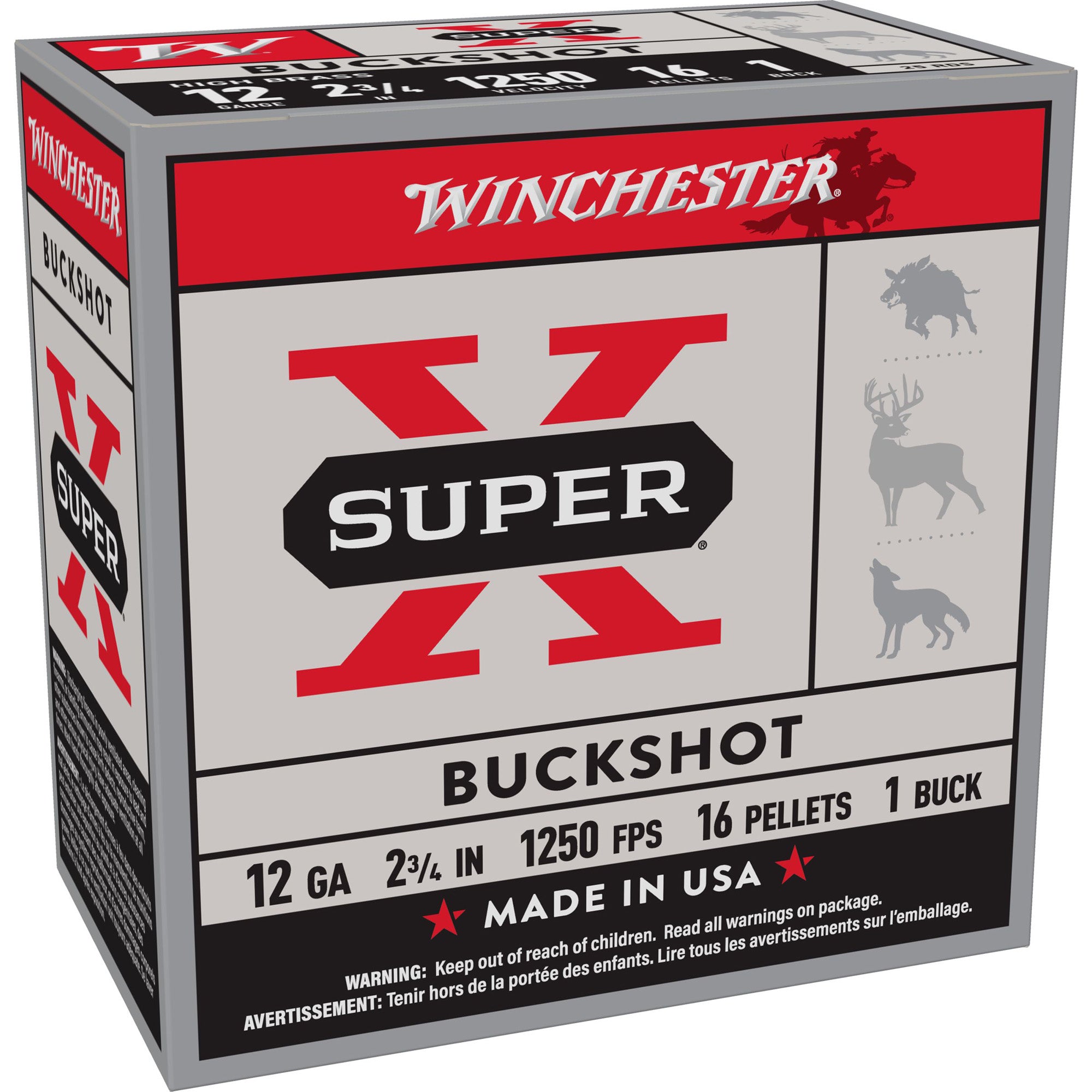 Winchester Ammunition Power Point 12 Gauge 2.75-Inch 1 Buckshot – 25 Rounds