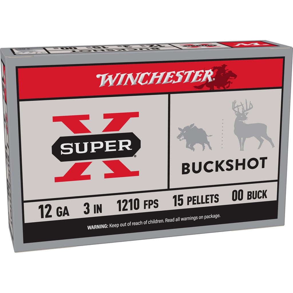 Winchester Ammunition Super-X Power Point 12 Gauge 00 Buckshot – 5 Rounds Per Box, 250 Per Case